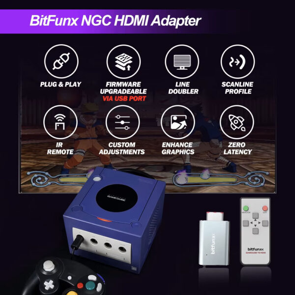 Bitfunx Nintendo Gamecube DOL-001 GC2HDMI GC Digitial HDMI Converter Scanline Doubler Adapter