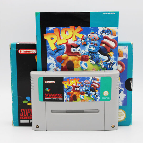 PLOK PAL Game Complete In Box For Nintendo Super Nintendo SNES