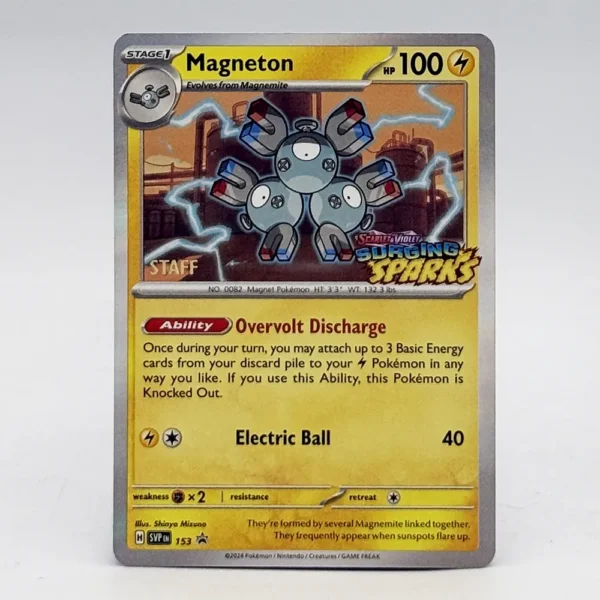Magneton 153 Surging Sparks Staff Pre-Release Black Star Promo Near Mint